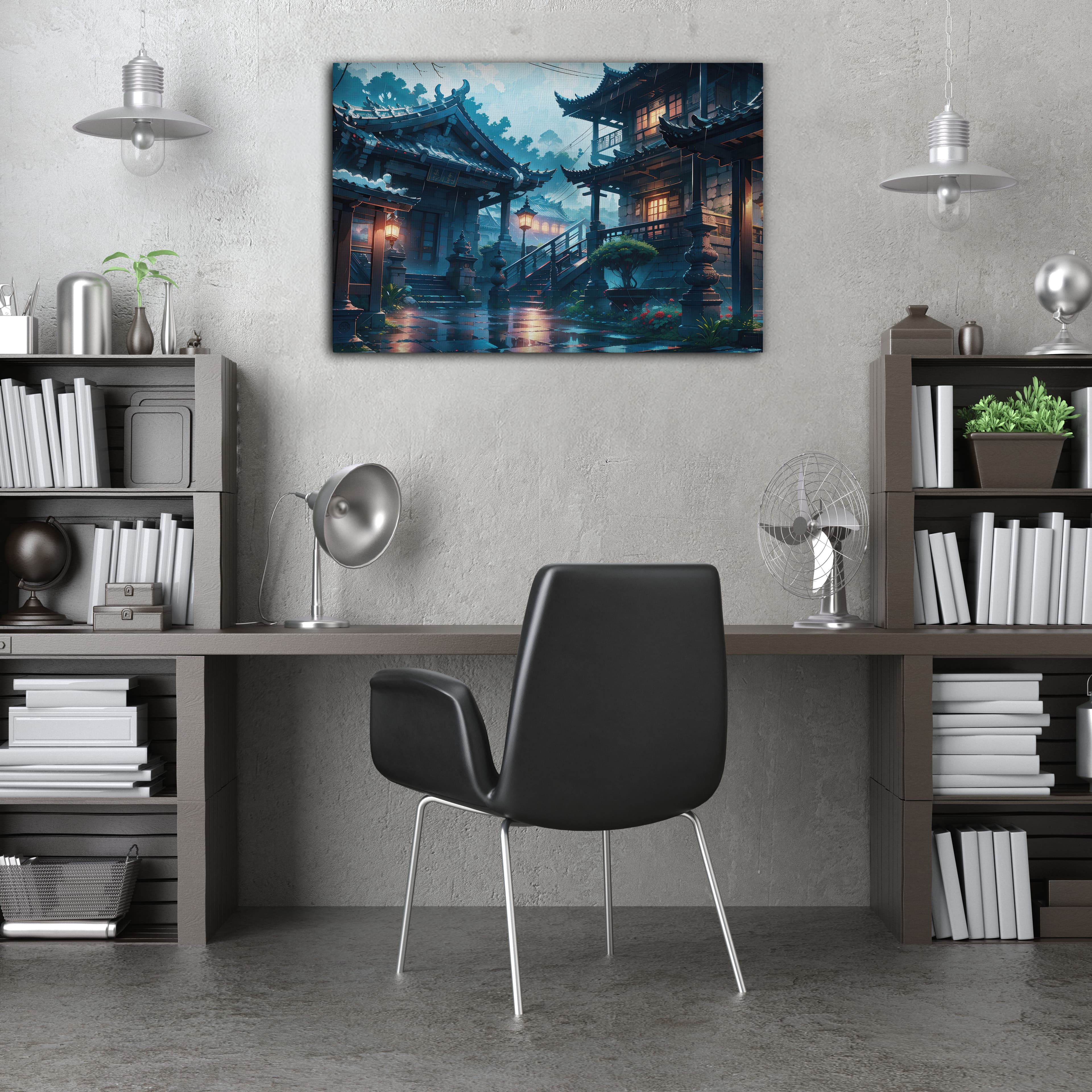 Japon Evi Dijital Sanat Kanvas Tablo